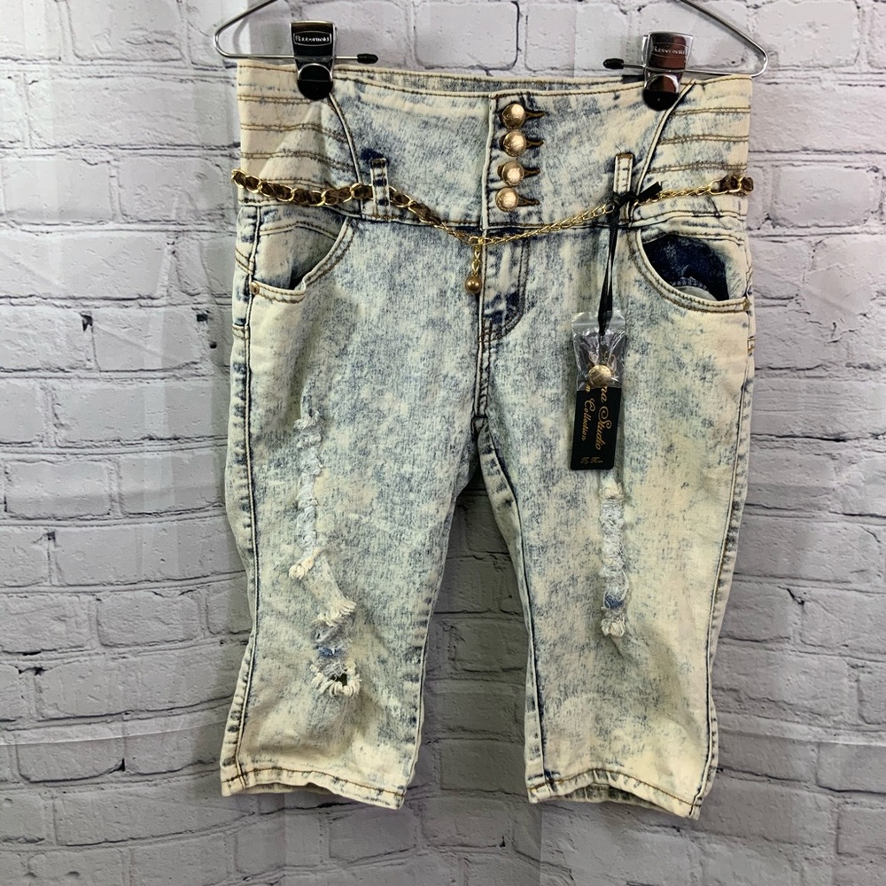 Roma Studio Distressed Bermuda Shorts Size 7